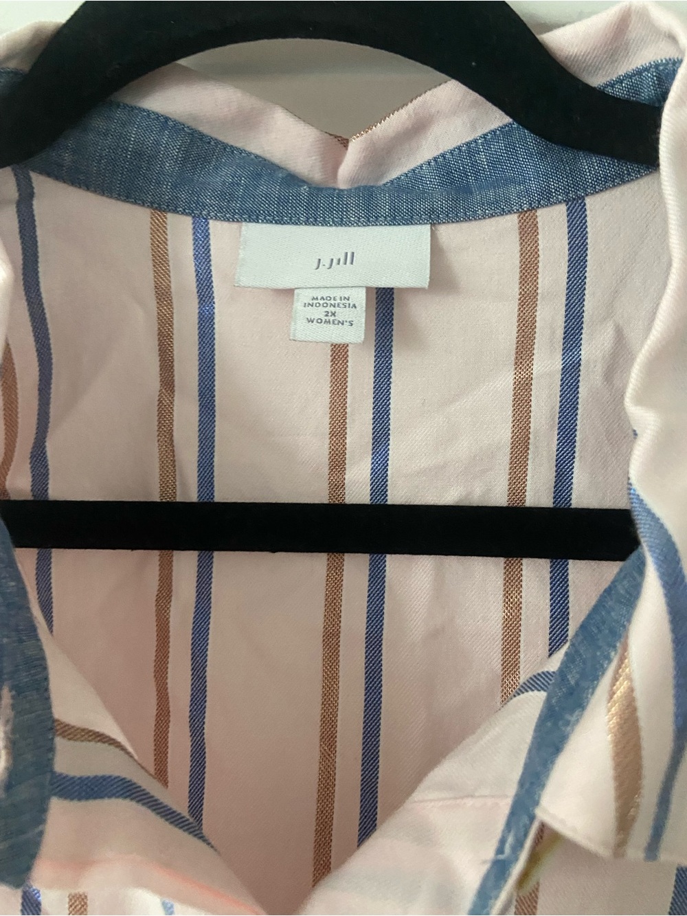 J. Jill Pink Shirt with Blue and Brown Stripes - Picture 2 of 7